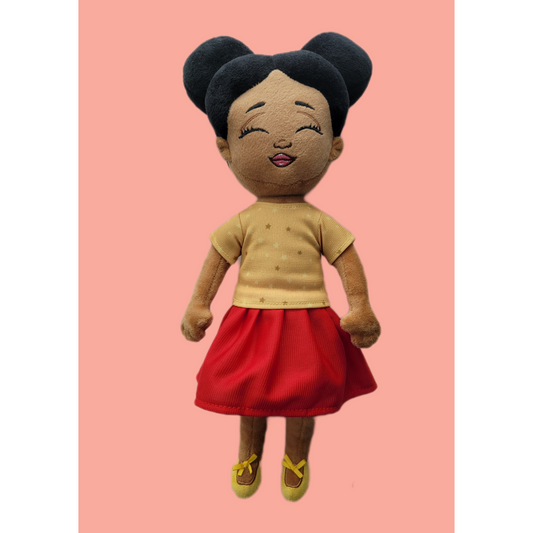 Plush Melanated Girl with Skirt